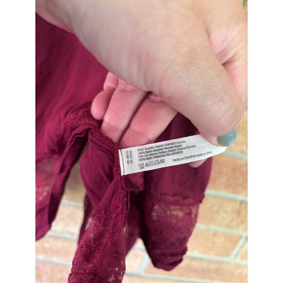 Free People Intimately Burgundy Lace-Trimmed Flowy Tank Top Womens S - Picture 5 of 9